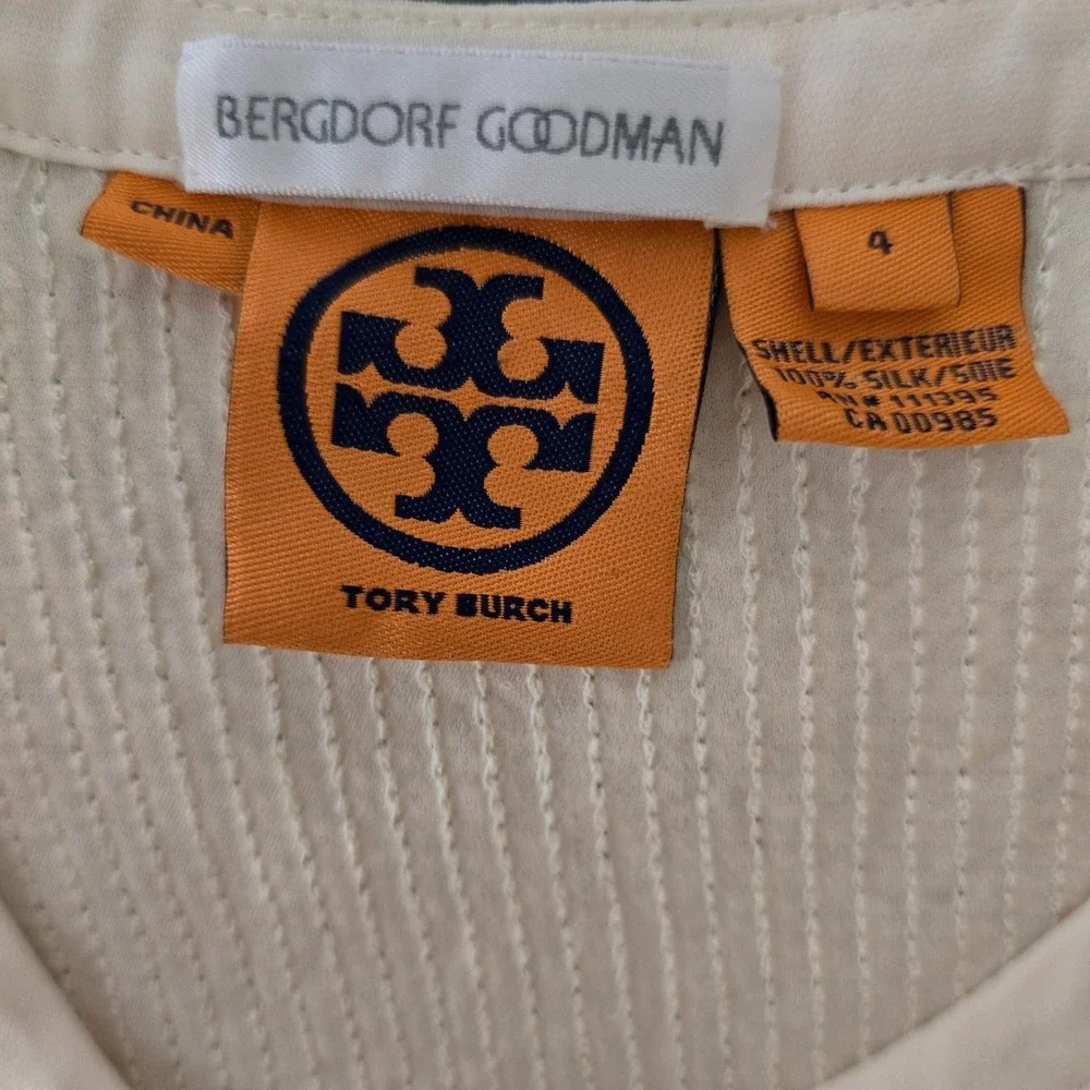 Tory Burch Bergdorf Goodman Gold Sequin Silk Tie Front Jacket Cardigan‎ Top SZ 4